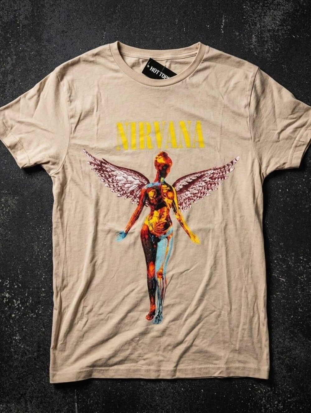 NWT Nirvana Mens S Tan In Utero Angel Album Graphic T-Shirt Hot Topic Grungecore